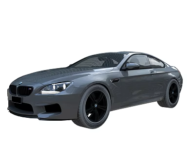 Gray Sporty Coupe Car With Two Door Design And Black Rims 3d model