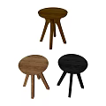 Solid Wood Low Stool 3d model