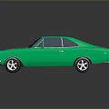 Shiny Green Classic Two Door Car With Black Roof And Silver Wheels On Dark Background