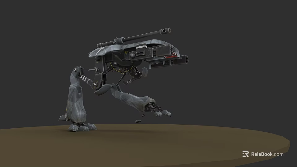Futuristic Mechanical Quadruped Weapon With Cannon Barrel And Robotic Legs 3d model 