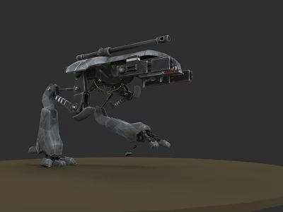 Futuristic Mechanical Quadruped Weapon With Cannon Barrel And Robotic Legs 3d model