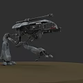 Futuristic Mechanical Quadruped Weapon With Cannon Barrel And Robotic Legs