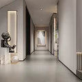 Modern Foyer Hallway Interior Design With Lighting Artwork Marble Statue And Decor