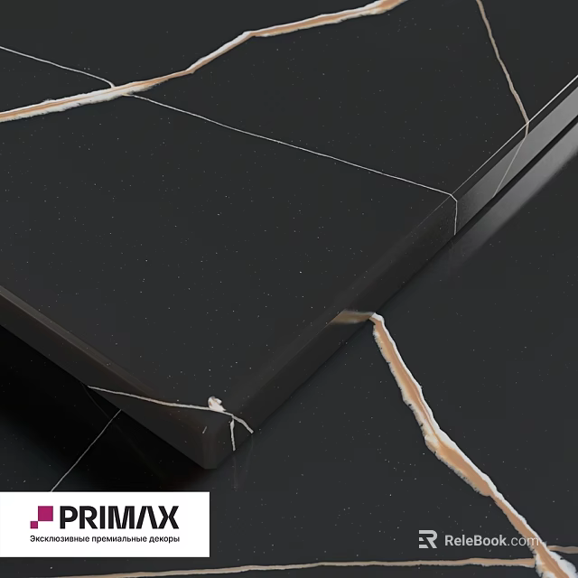 Modern Black Building Component With Gold Veins And High Gloss Surface 3d model 