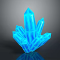 Glowing Blue Crystal Cluster With Multiple Sharp Crystals And Reflective Surface 3d model