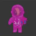 Astronaut Figurine in White Spacesuit with Helmet Yellow Moon Stars Blue Gift Box Red Ribbon