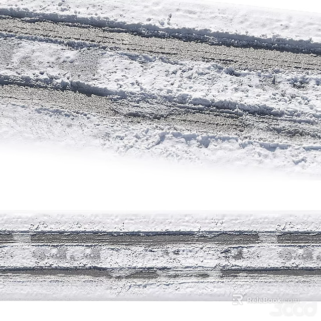 Scenic Snowy Winter Landscape With Fresh Tire Tracks On White Snow Surface 3d model 