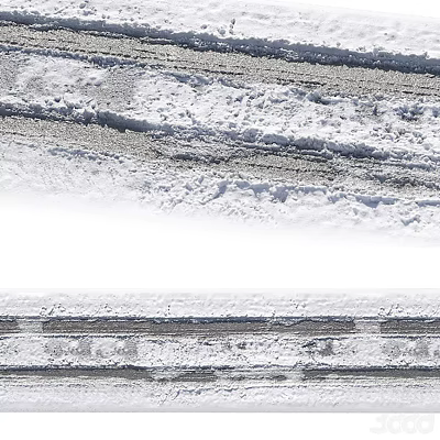 Scenic Snowy Winter Landscape With Fresh Tire Tracks On White Snow Surface 3d model