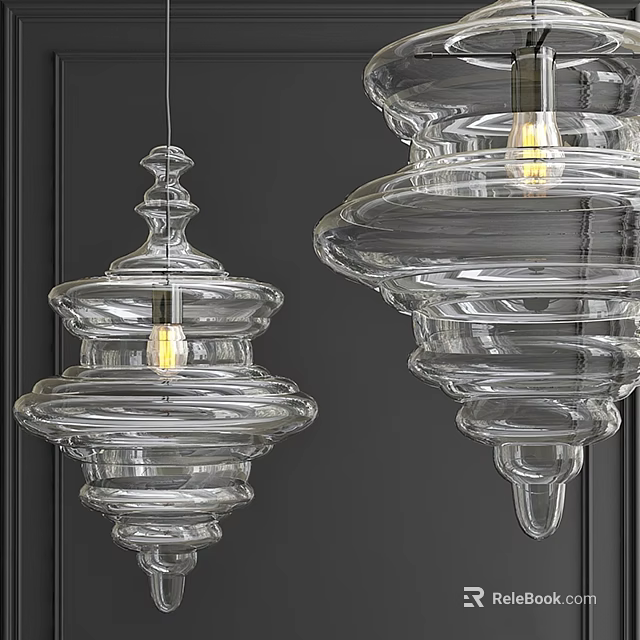 Transparent Glass Chandeliers With Layered Spiral Design For Modern Interior Decor 3d model 