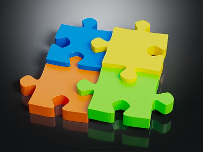 Colorful Puzzle Pieces Assembled Furniture Design With Various Bright Colors 3d model