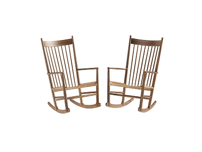 Wooden Rocking Leisure Chairs With Classic Design For Home Comfortable Relaxation 3d model