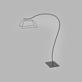 Modern Floor Lamp With Curved Arm Square Base And Minimalist Lampshade Design 3d model