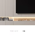 Modern TV Wall Design With Gray Wooden Panels LED Lighting And Decorative TV Console