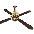 Elegant Decorative Ceiling Fan Light with Four Blades Golden Finish Illuminated Center