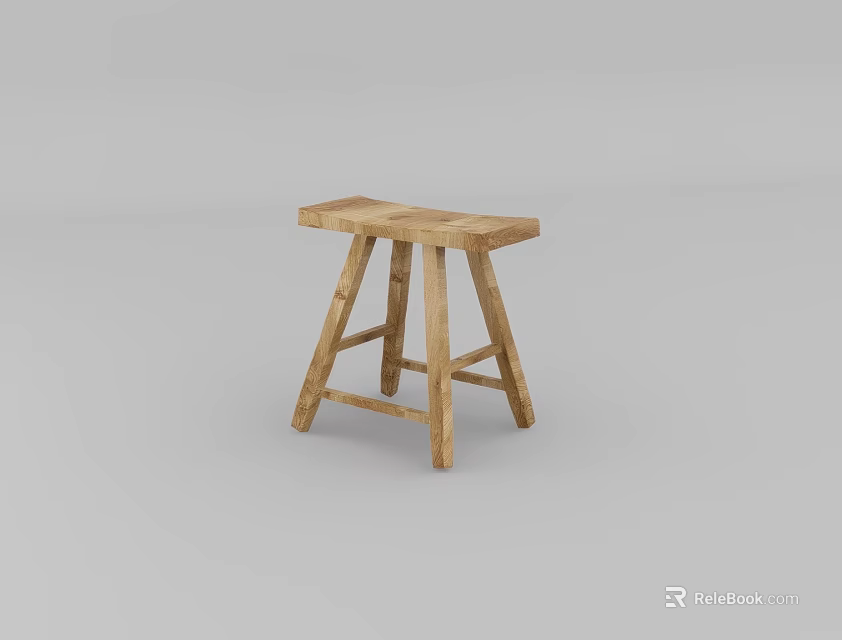 Wooden Single Chair With Simple Rustic Design And Sturdy Legs For Home Decor 3d model 