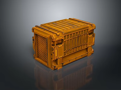Yellow Metal Storage Box With Grid Design And Reinforced Corners For Home Organization 3d model
