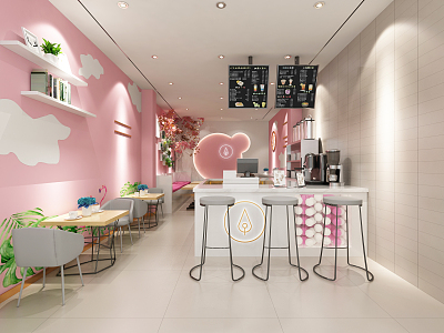 Modern Milk Tea Shop 3d model