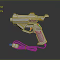 White Computer Game Light Gun With Laser Design Ergonomic Handle And Wired Blue Cable