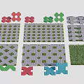 Decorative Outdoor Floor Tiles With Various Colors Interlocking Patterns Grass Style And Geometric Designs 3d model