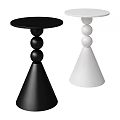 Modern Black And White Side Tables With Ball And Cone Base Design 3d model