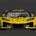 Yellow Corvette Race Car Featuring 21 Decal And Sports Rear Spoiler Design