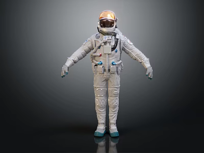 Man in Modern Astronaut Suit with Helmet and Equipment on Dark Background 3d model