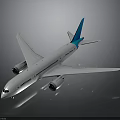Modern Aerospace Aircraft With White Body Blue Tail And Twin Engines For Cosmic Exploration