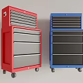 Sturdy Industrial Tool Cabinets with Multiple Drawers and Mobile Wheels in Red and Blue