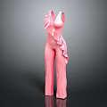 Stylish Pink Sleeveless Jumpsuit With Ruffle Accents And Wide Leg Design