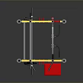 Multi functional Fitness Training Rack with Yellow Black Frame Red Platform and Weight Plates