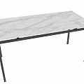 Modern Minimalist Table With White Marble Top And Black Metal Legs