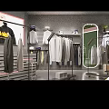 Modern Clothing Store Interior With Fashion Apparel Display Racks Mirrors And Stylish Outfits