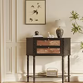 Classic Black Entryway Console Table Interior With Decorative Drawers And Table Lamp 3d model