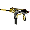 Decorative Gun Featuring Yellow And Black Intricate Patterns And Ornate Design 3d model