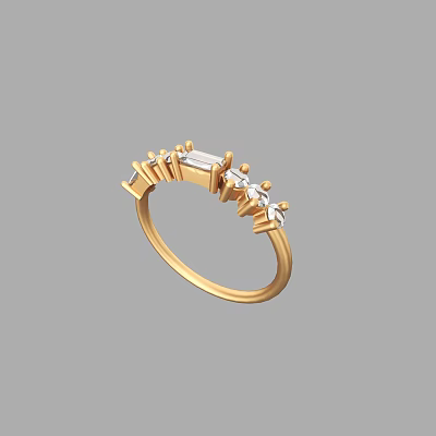 Modern Gold Ring Featuring Multiple Diamonds In Elegant Geometric Design 3d model