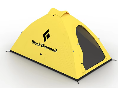 Black Diamond Yellow Dome Shaped Outdoor Camping Tent With Mesh Entrance 3d model