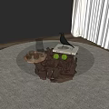 Middle Ancient Tea Table Tea Set 3d model