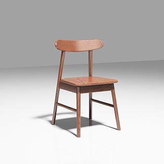 Nordic Solid Wood Dining Chair 3d model