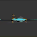 Blue Spacecraft Model with Astronaut Figures in Cosmic Exploration Scene Setup