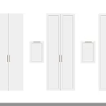 Sleek Light Gray Wardrobe Doors With Brushed Brass Handles And Small Panels 3d model