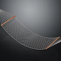 Stylish Net Hammock with Orange Wooden Accents on Dark Background