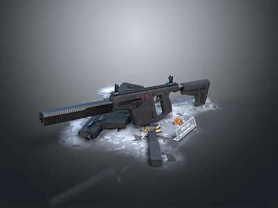 Black Tactical Rifle With Various Accessories Magazine Scope Tools And Parts 3d model