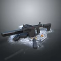 Black Tactical Rifle With Various Accessories Magazine Scope Tools And Parts