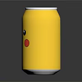 Yellow Beverage Can With Pikachu Cartoon Design Red Cheeks Open Mouth And Silver Lid