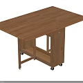 Functional Wooden Folding Dining Table with Wheels and Storage Cabinet Design 3d model