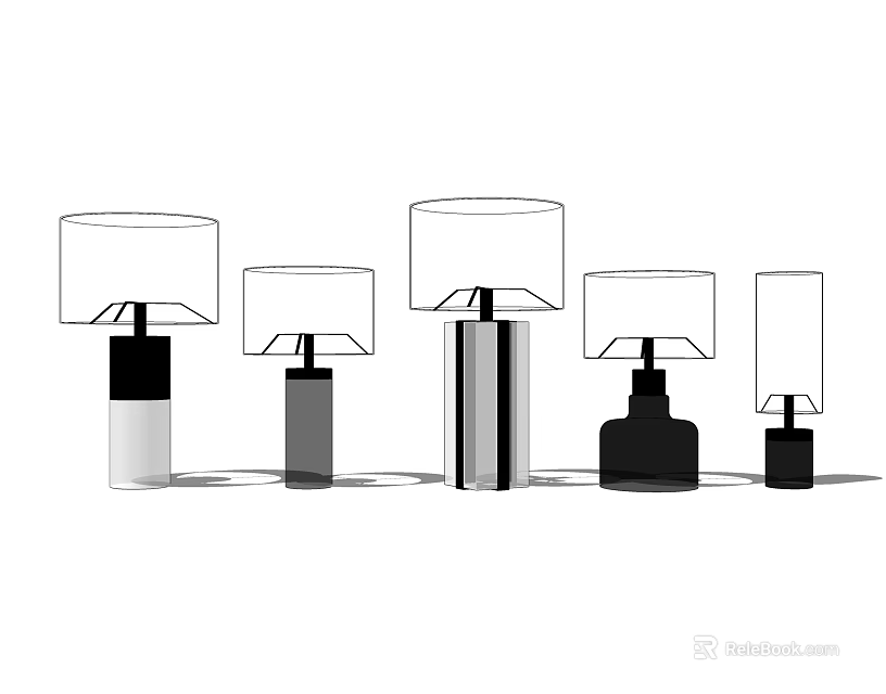 Modern Table Lamps With Various Designs Sleek Bases And Stylish Lampshades 3d model 