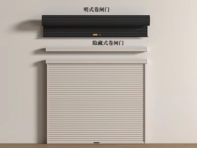 Black Surface Mounted And White Concealed Roller Doors Design Display For Home Interior 3d model