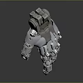 Silver Metallic Robotic Hand With Articulated Joints Reflective Surface On Dark Gradient Background 3d model