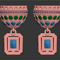 Pink Circular Household Decorative Items With Blue Green Accents And Square Bases