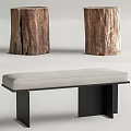 Natural Wooden Stump Stools And Modern Upholstered Bench Stool Home Decor